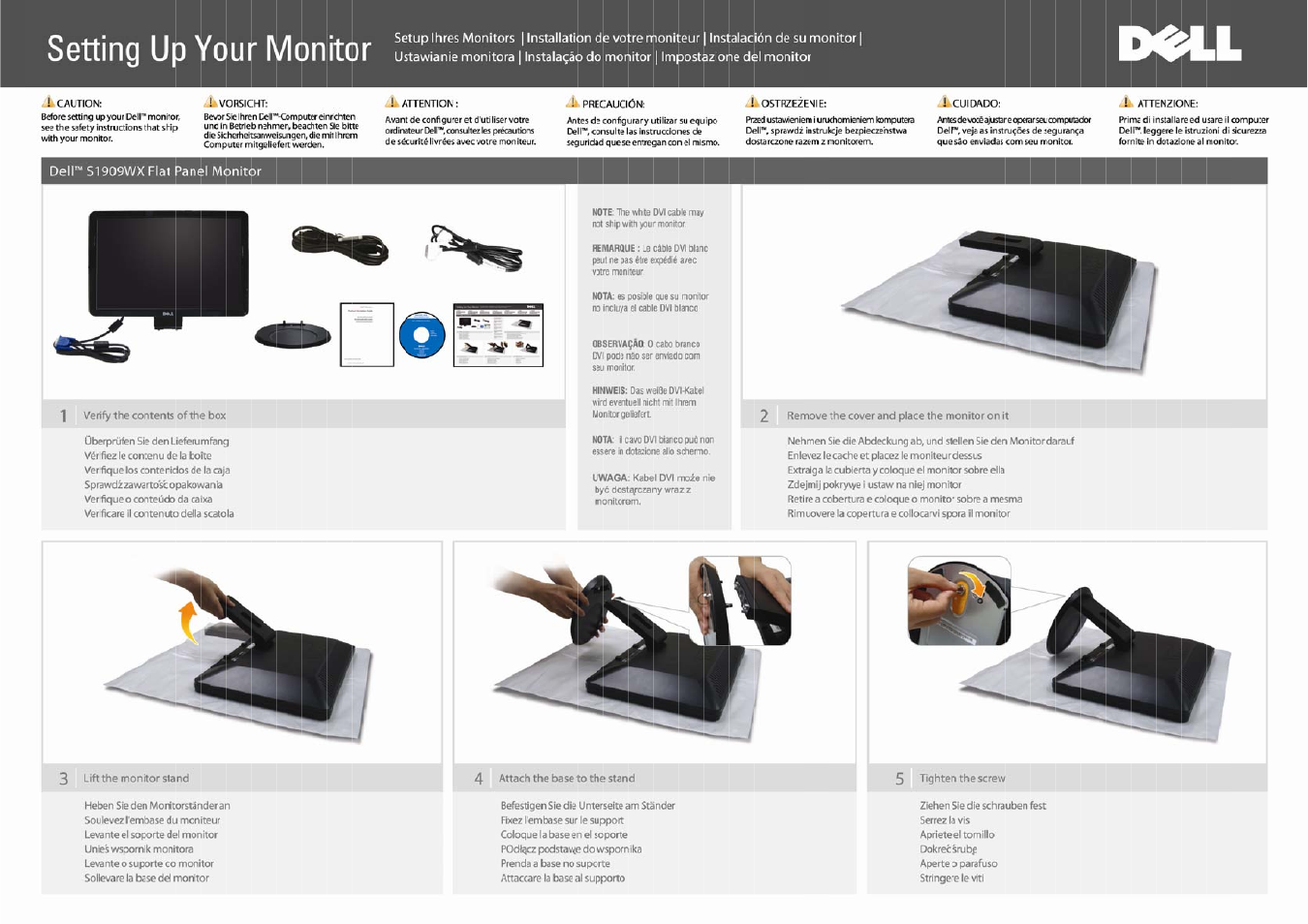 Dell S1909WXWFP Monitor User Manual | 2 pages