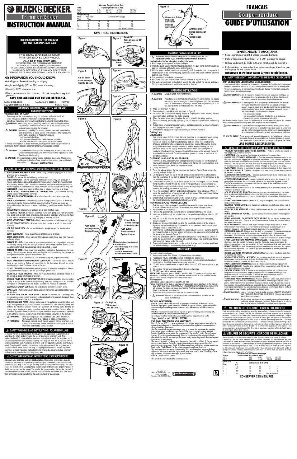 Black & Decker GH500 User Manual | 2 pages