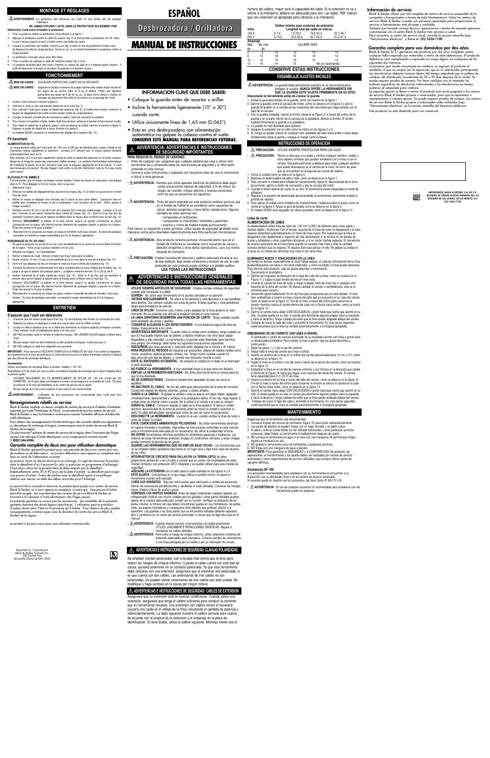 Español, Manual de instrucciones, Si funciona… y funciona muy bien | Black & Decker GH500 User Manual | Page 2 / 2