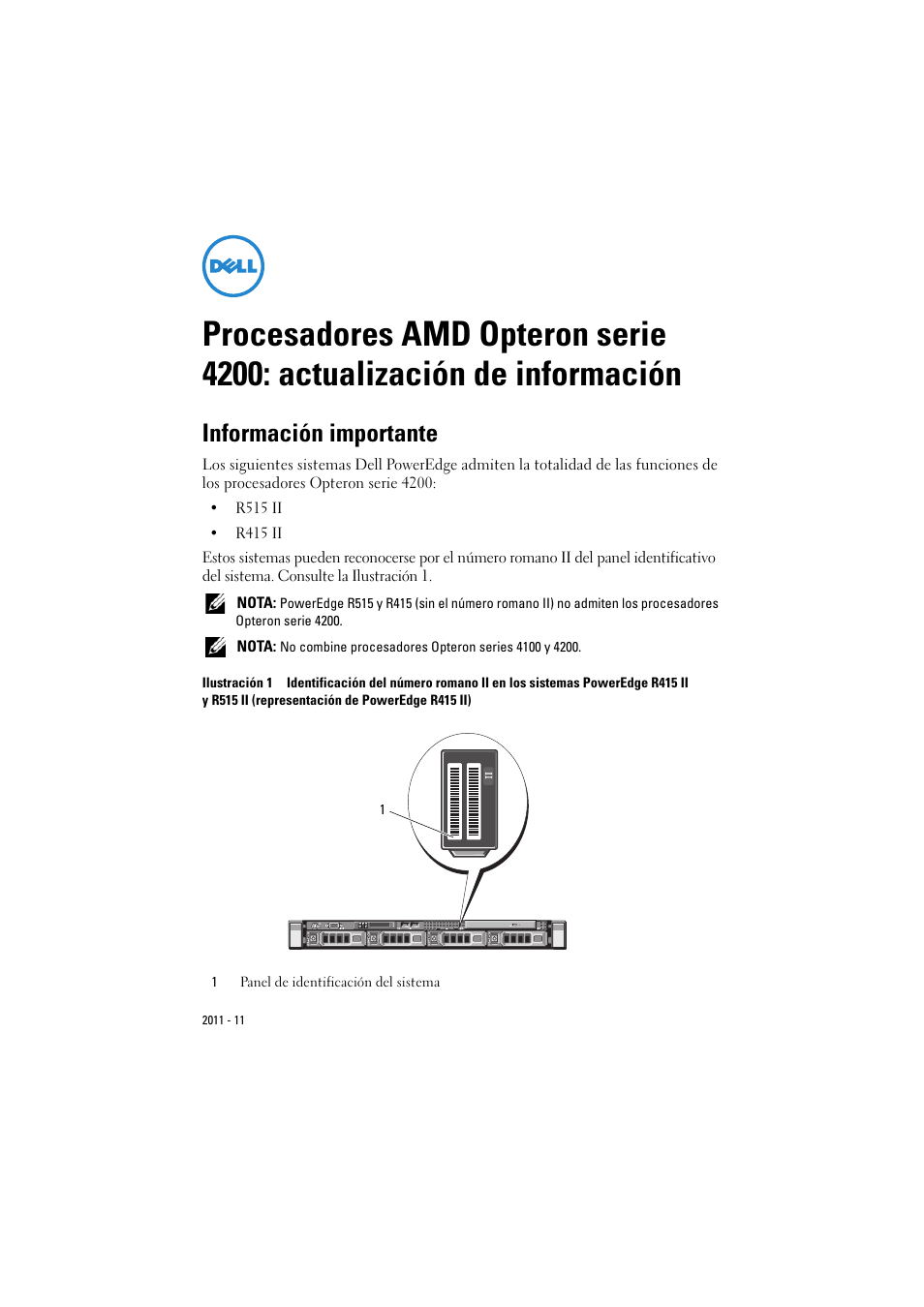 Información importante | Dell POWEREDGE R515 User Manual | Page 24 / 27