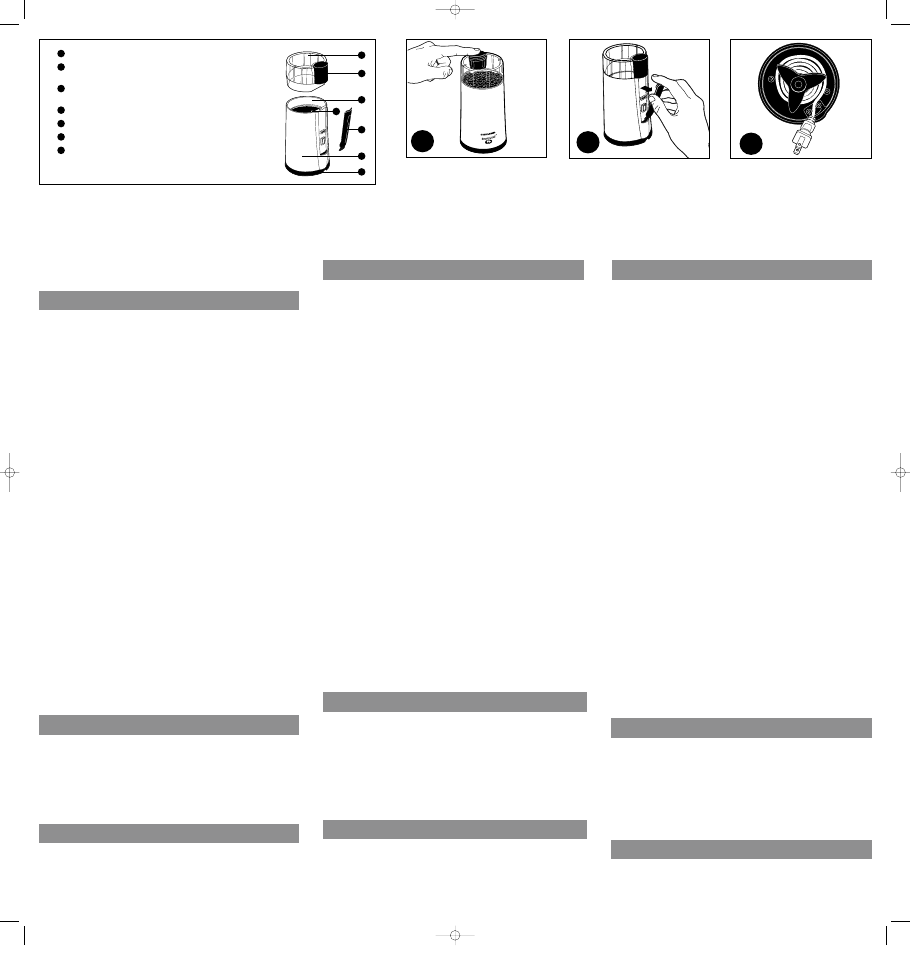 How to use-english, Care & cleaning, Need help | Como usar-español, Cuidado y limpieza utilisation-français, Ab c | Black & Decker SMARTGRIND CBG5 User Manual | Page 2 / 2