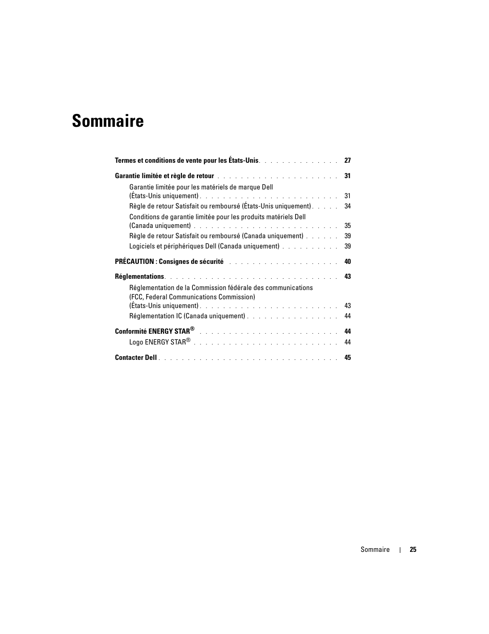 Sommaire | Dell LCD TV W4200 User Manual | Page 27 / 74