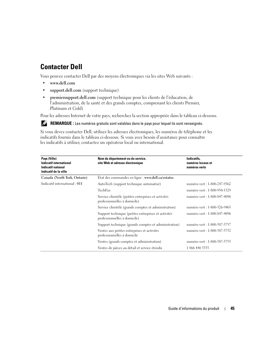 Contacter dell | Dell LCD TV W4200 User Manual | Page 47 / 74