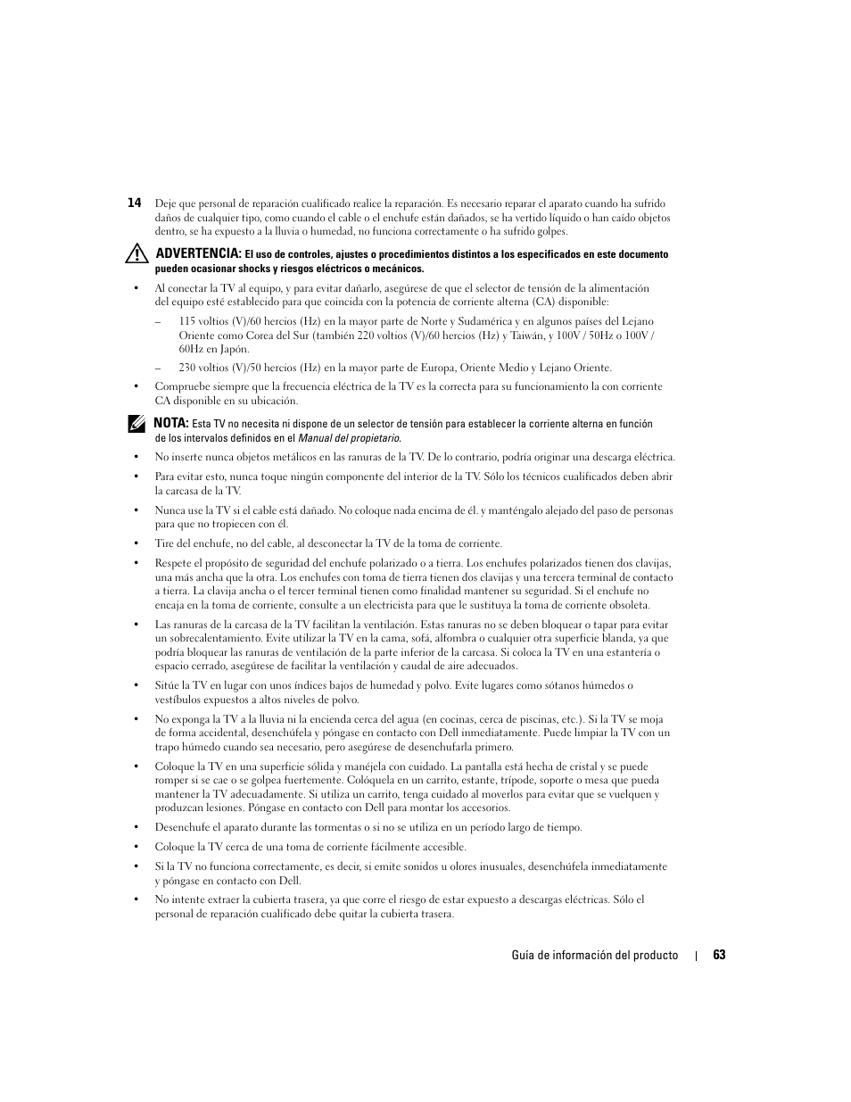 Dell LCD TV W4200 User Manual | Page 65 / 74