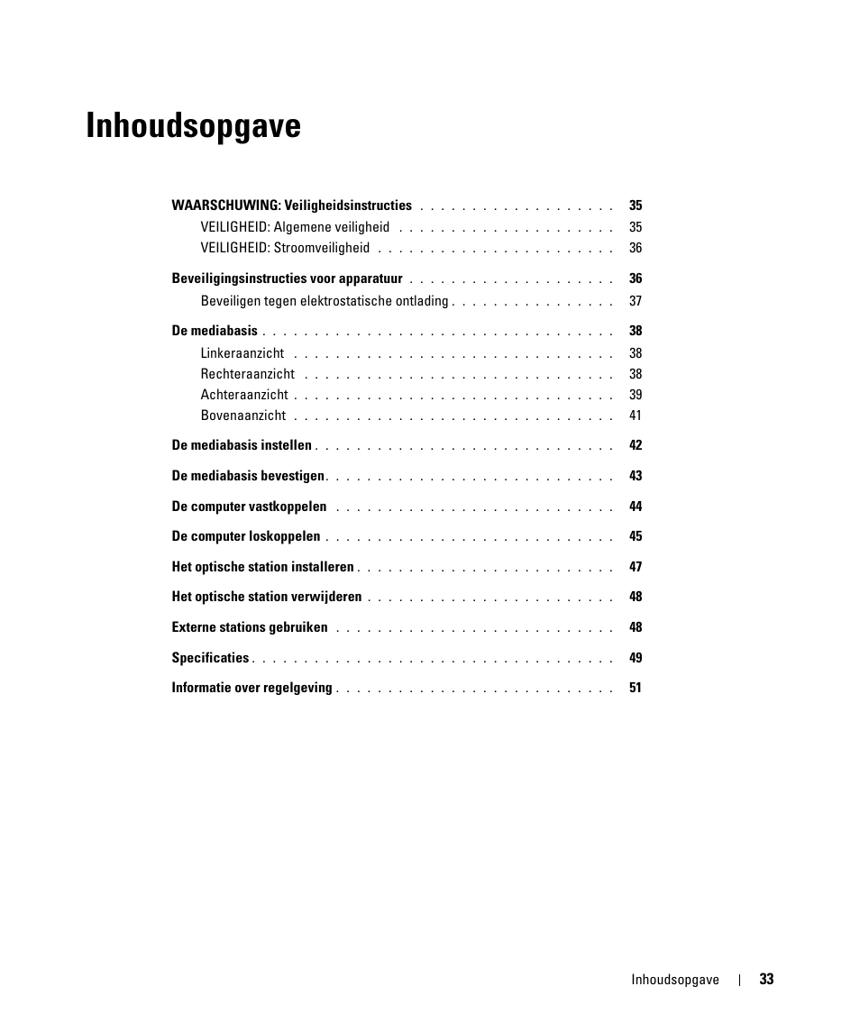 Inhoudsopgave | Dell Latitude D430 (Mid 2007) User Manual | Page 35 / 142
