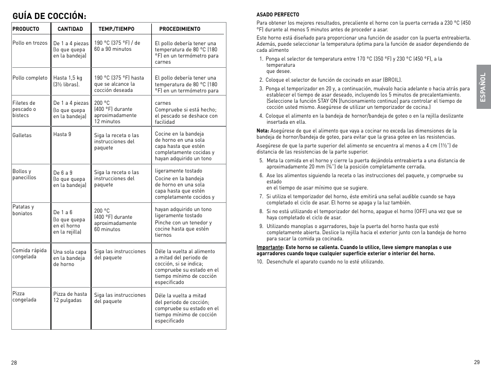 Guía de cocción | Black & Decker Perfect Broil CTO4400B-11G User Manual | Page 15 / 35