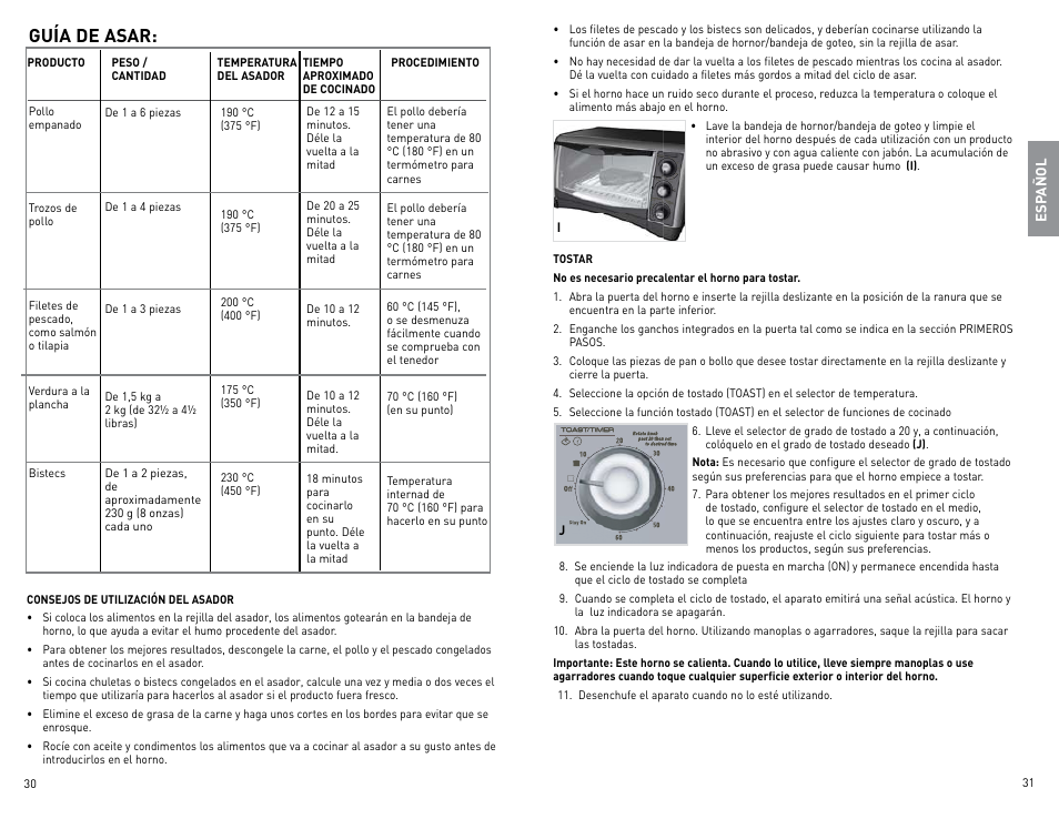 Guía de asar | Black & Decker Perfect Broil CTO4400B-11G User Manual | Page 16 / 35