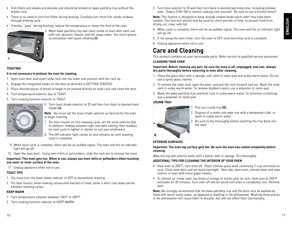 Care and cleaning | Black & Decker Perfect Broil CTO4400B-11G User Manual | Page 6 / 35