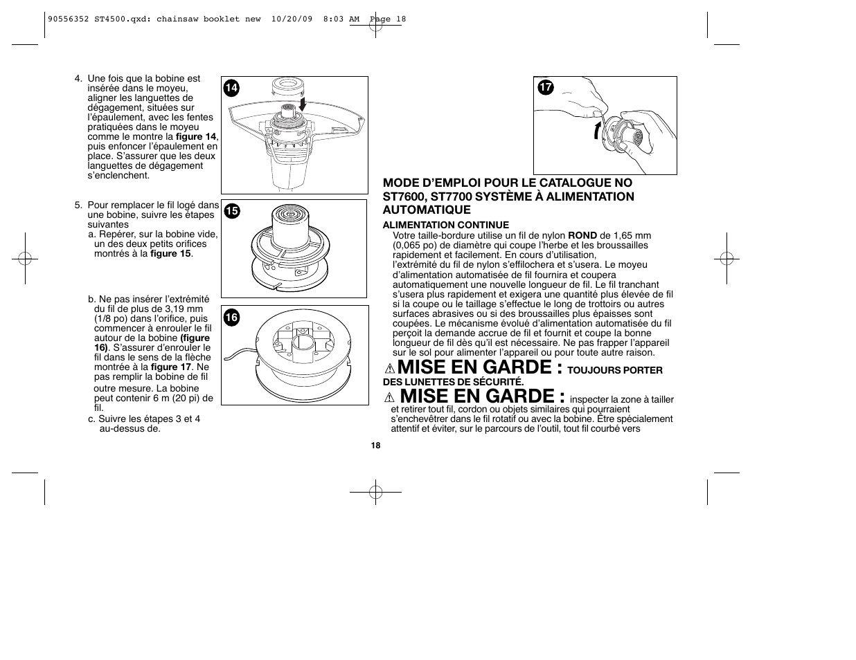 Mise en garde | Black & Decker ST7700 User Manual | Page 18 / 36