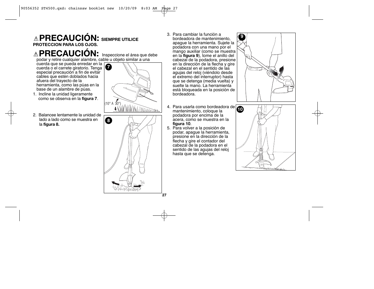 Precaución | Black & Decker ST7700 User Manual | Page 27 / 36