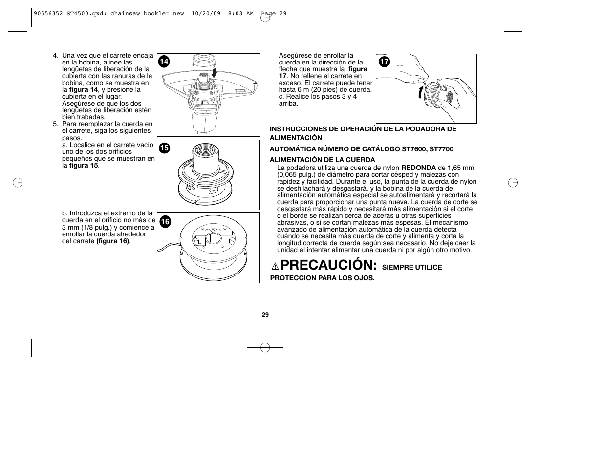 Precaución | Black & Decker ST7700 User Manual | Page 29 / 36