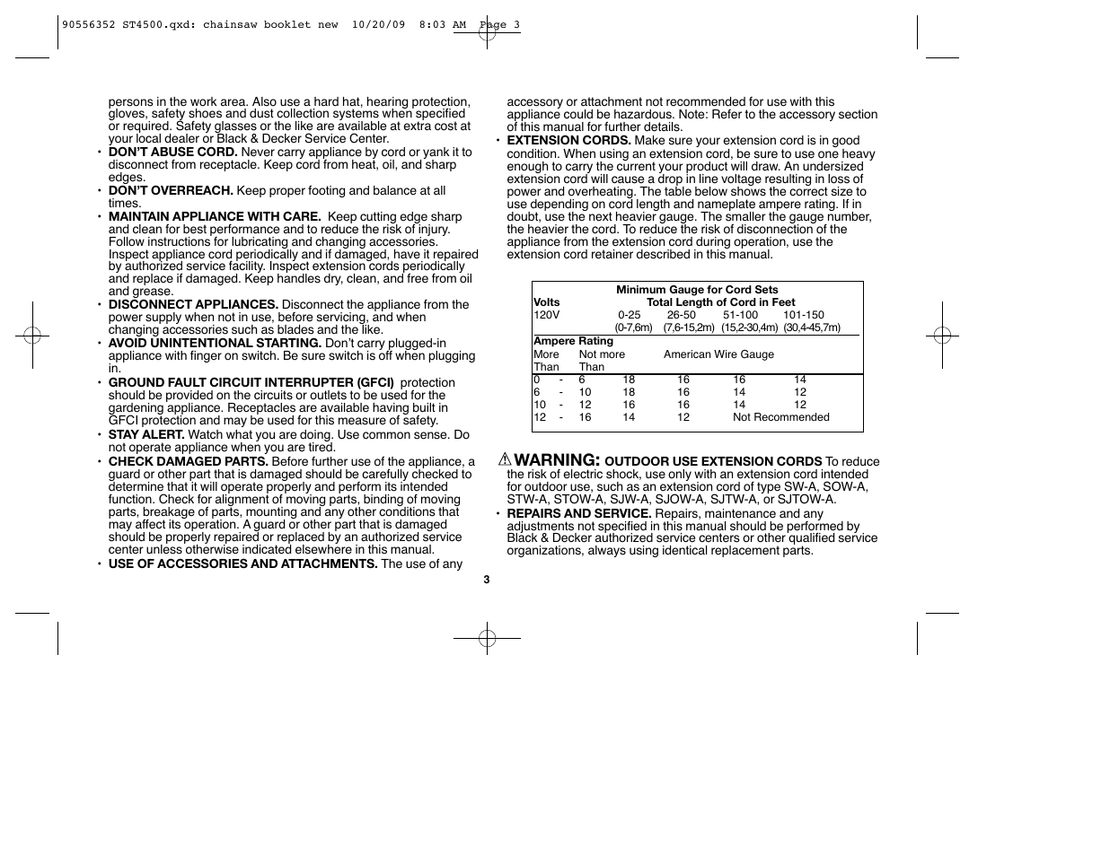 Warning | Black & Decker ST7700 User Manual | Page 3 / 36