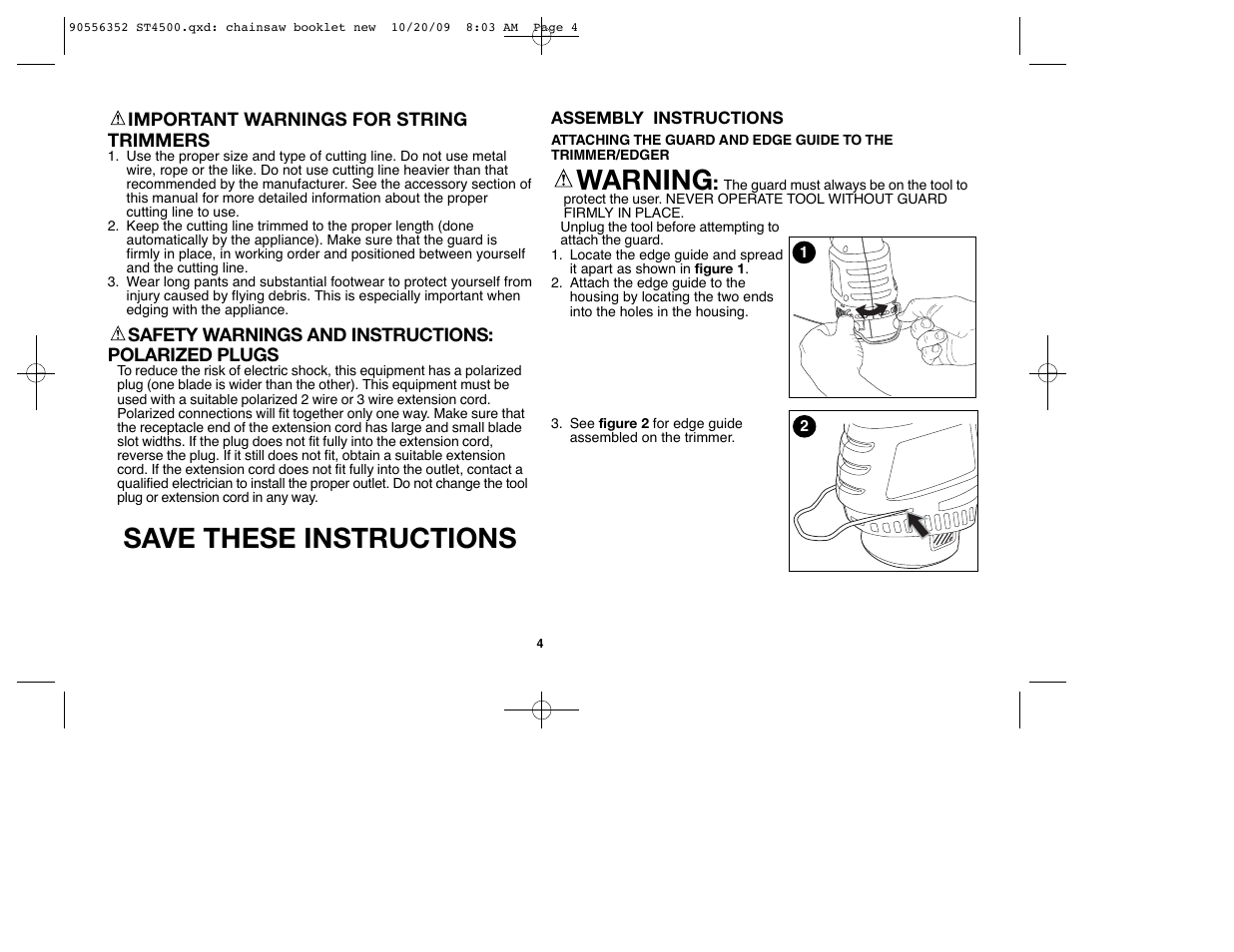 Save these instructions, Warning | Black & Decker ST7700 User Manual | Page 4 / 36