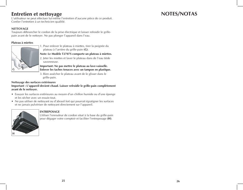 Entretien et nettoyage | Black & Decker T2707S User Manual | Page 14 / 17