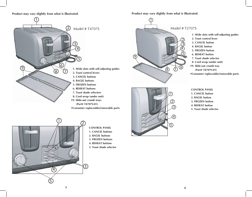 Model # t4707s, Model # t2707s | Black & Decker T2707S User Manual | Page 3 / 17
