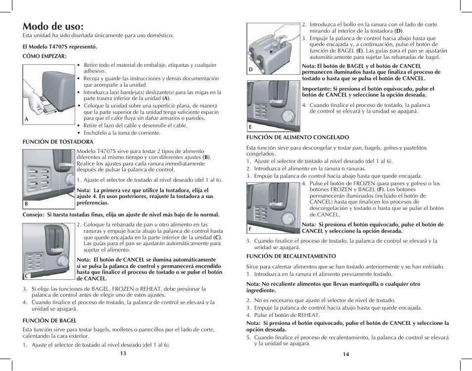 Modo de uso | Black & Decker T2707S User Manual | Page 8 / 17