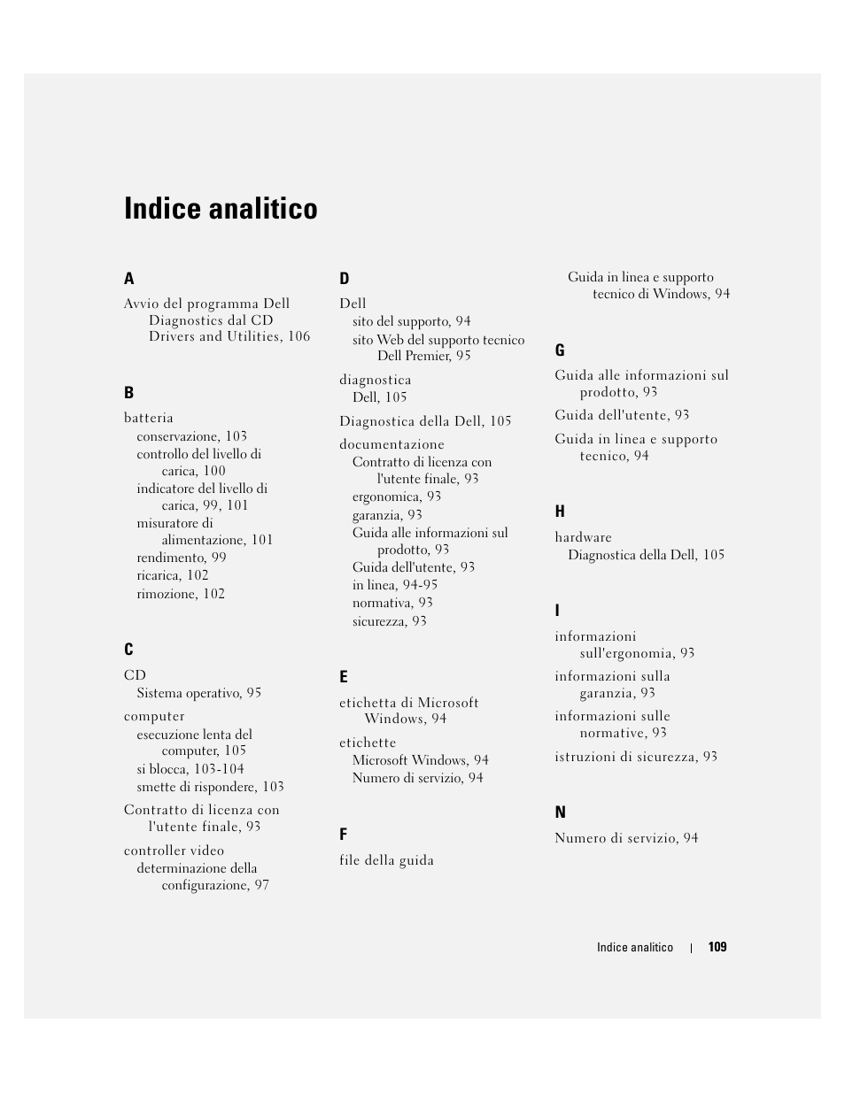 Indice analitico | Dell Latitude 131L User Manual | Page 109 / 132