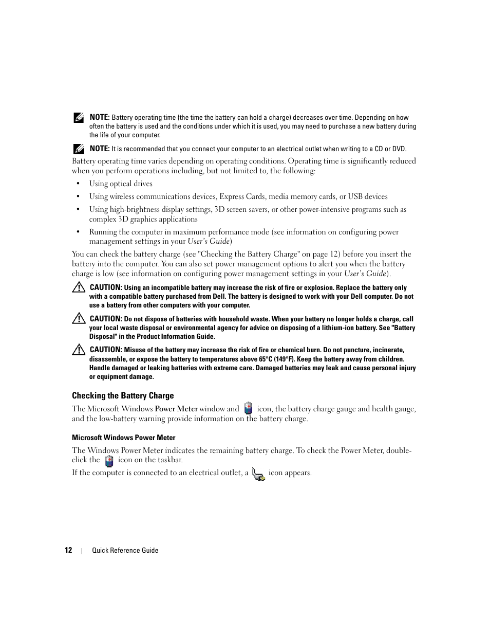 Checking the battery charge | Dell Latitude 131L User Manual | Page 12 / 132