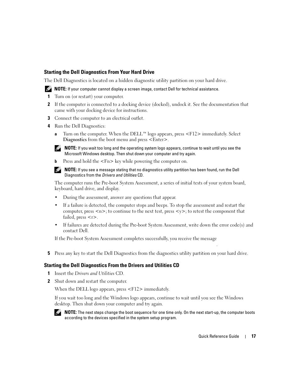 Starting the dell diagnostics from your hard drive | Dell Latitude 131L User Manual | Page 17 / 132