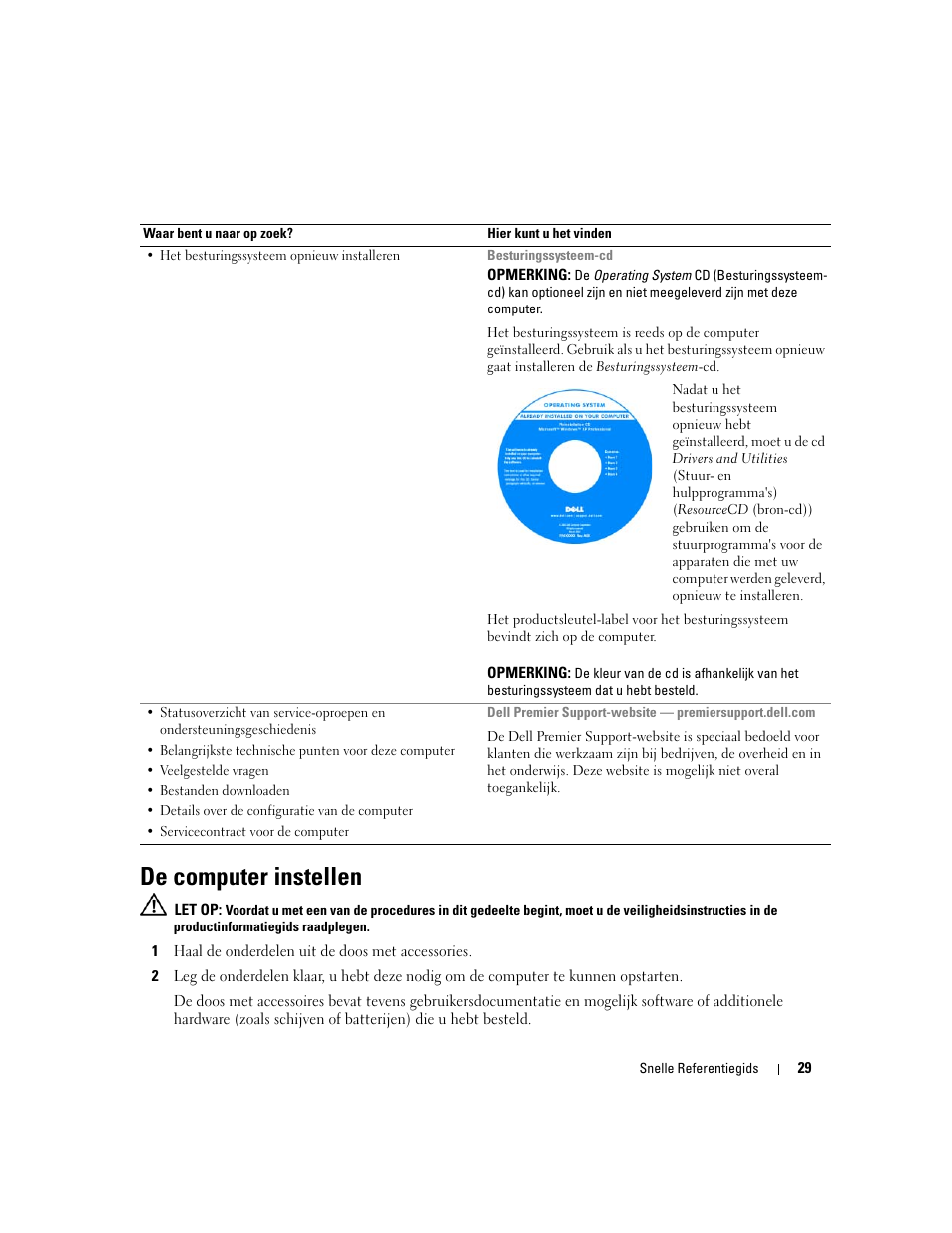 De computer instellen | Dell Latitude 131L User Manual | Page 29 / 132