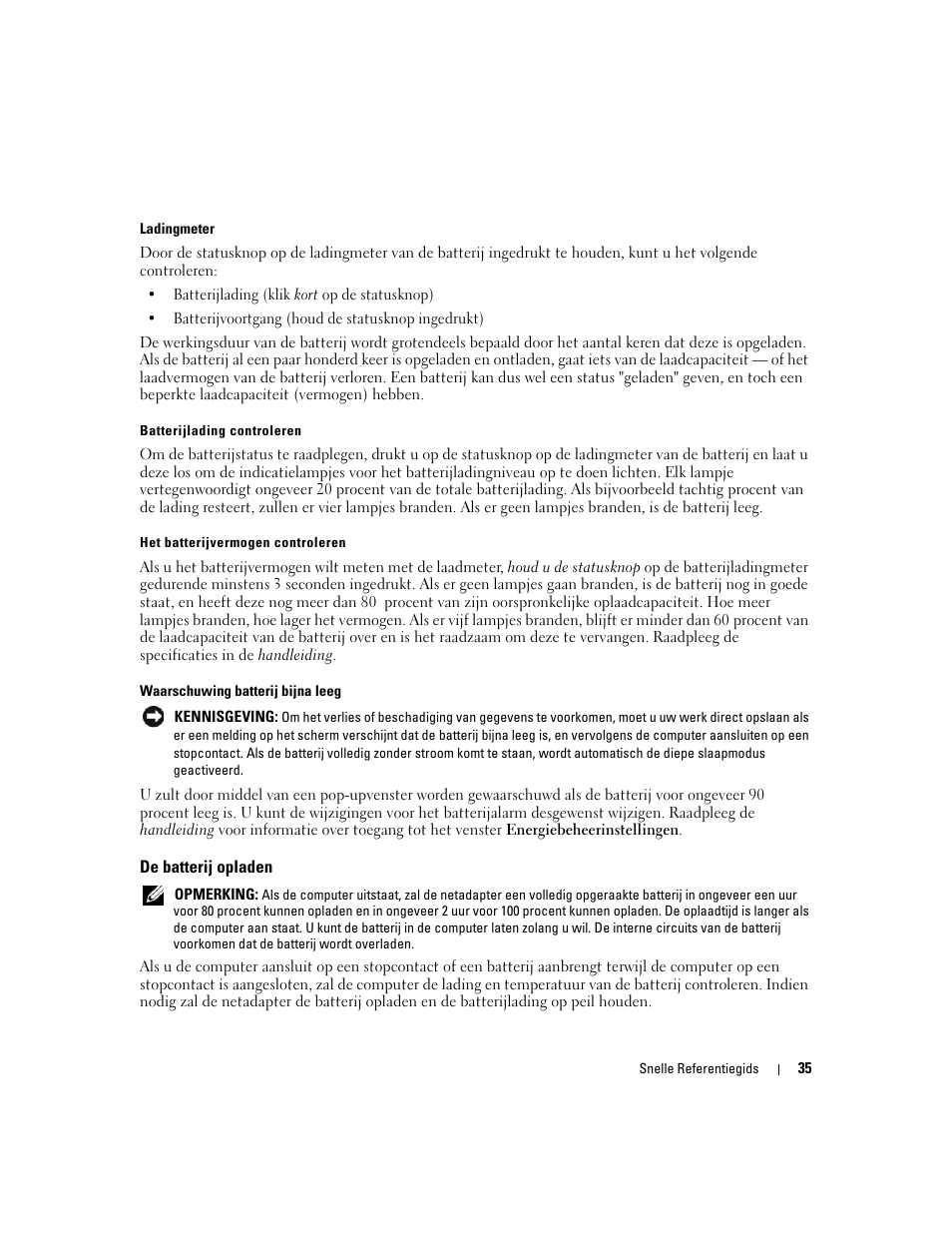 De batterij opladen | Dell Latitude 131L User Manual | Page 35 / 132