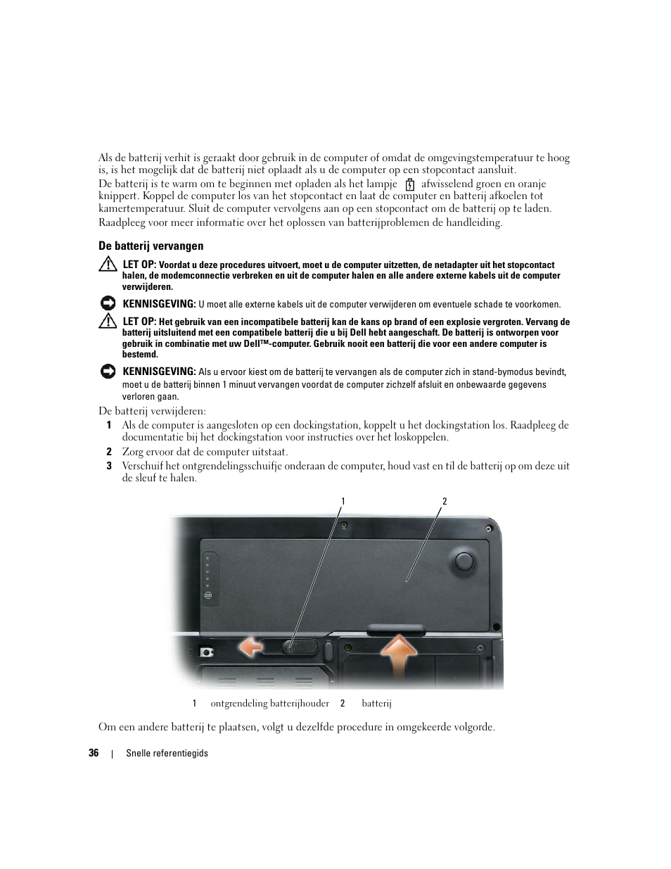 De batterij vervangen | Dell Latitude 131L User Manual | Page 36 / 132