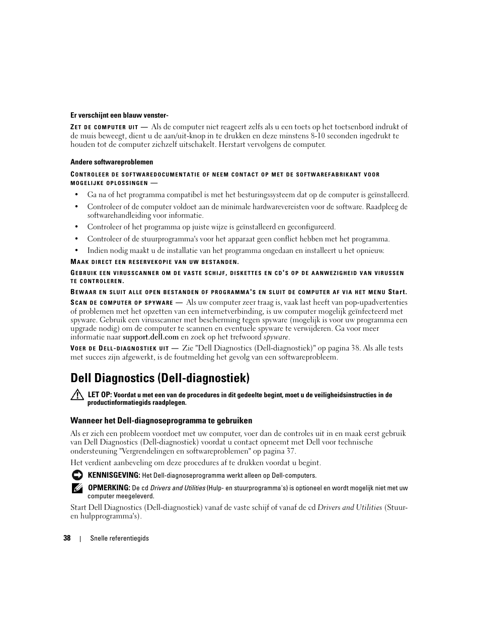 Dell diagnostics (dell-diagnostiek), Wanneer het dell-diagnoseprogramma te gebruiken | Dell Latitude 131L User Manual | Page 38 / 132