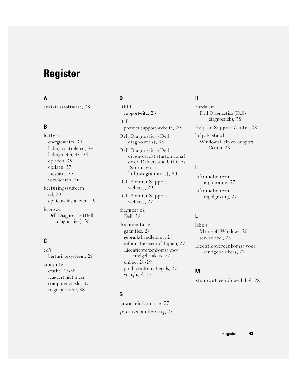 Register | Dell Latitude 131L User Manual | Page 43 / 132