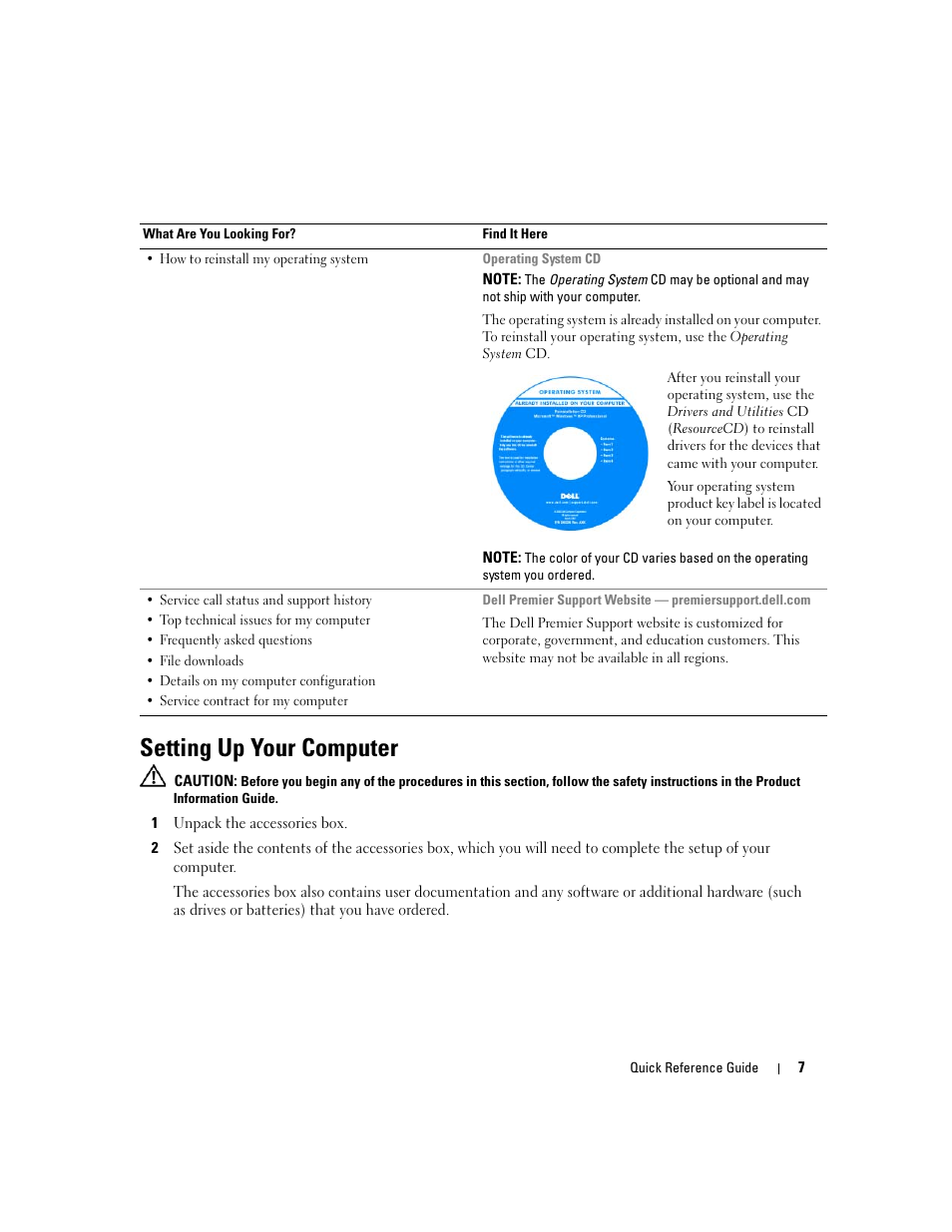 Setting up your computer | Dell Latitude 131L User Manual | Page 7 / 132