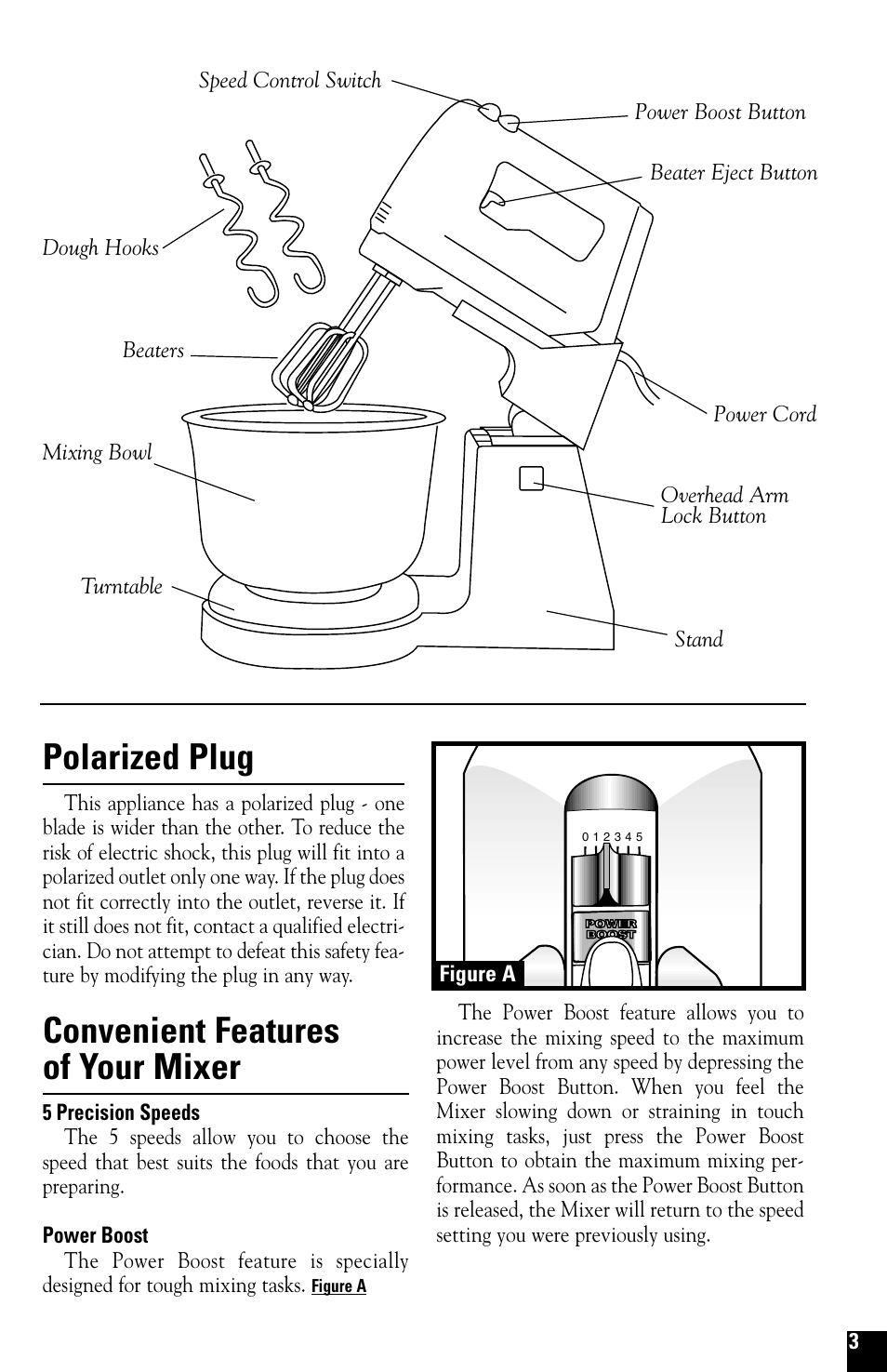 Polarized plug, Convenient features of your mixer | Black & Decker M275 User Manual | Page 3 / 12