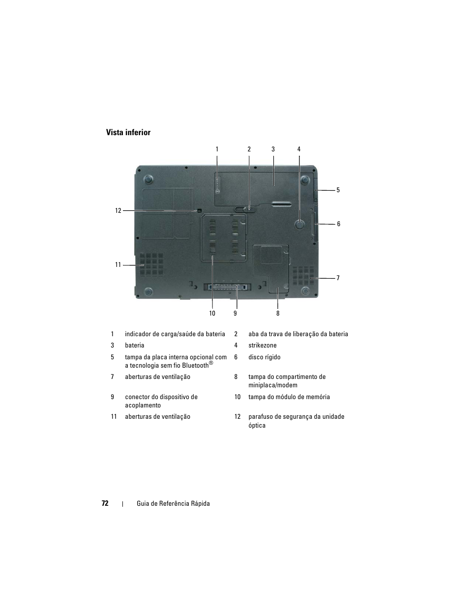 Vista inferior | Dell Precision M6300 (Late 2007) User Manual | Page 72 / 116