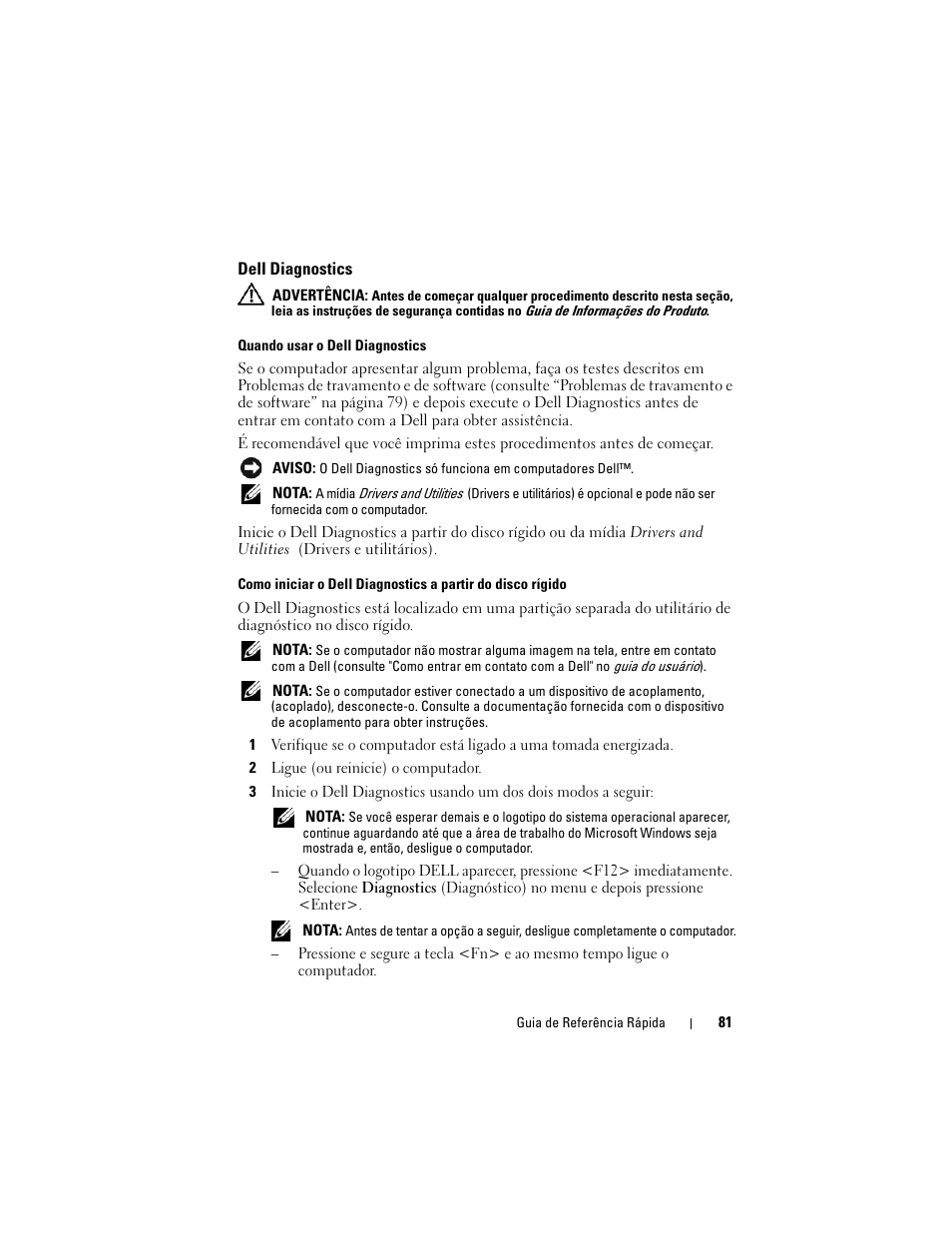 Dell diagnostics | Dell Precision M6300 (Late 2007) User Manual | Page 81 / 116