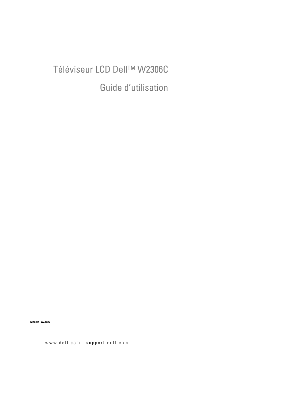 Téléviseur lcd dell™ w2306c, Guide d’utilisation, Téléviseur lcd dell™ w2306c guide d’utilisation | Dell LCD TV W2306C User Manual | Page 121 / 180