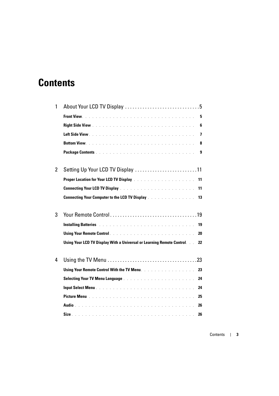 Dell LCD TV W2306C User Manual | Page 3 / 180