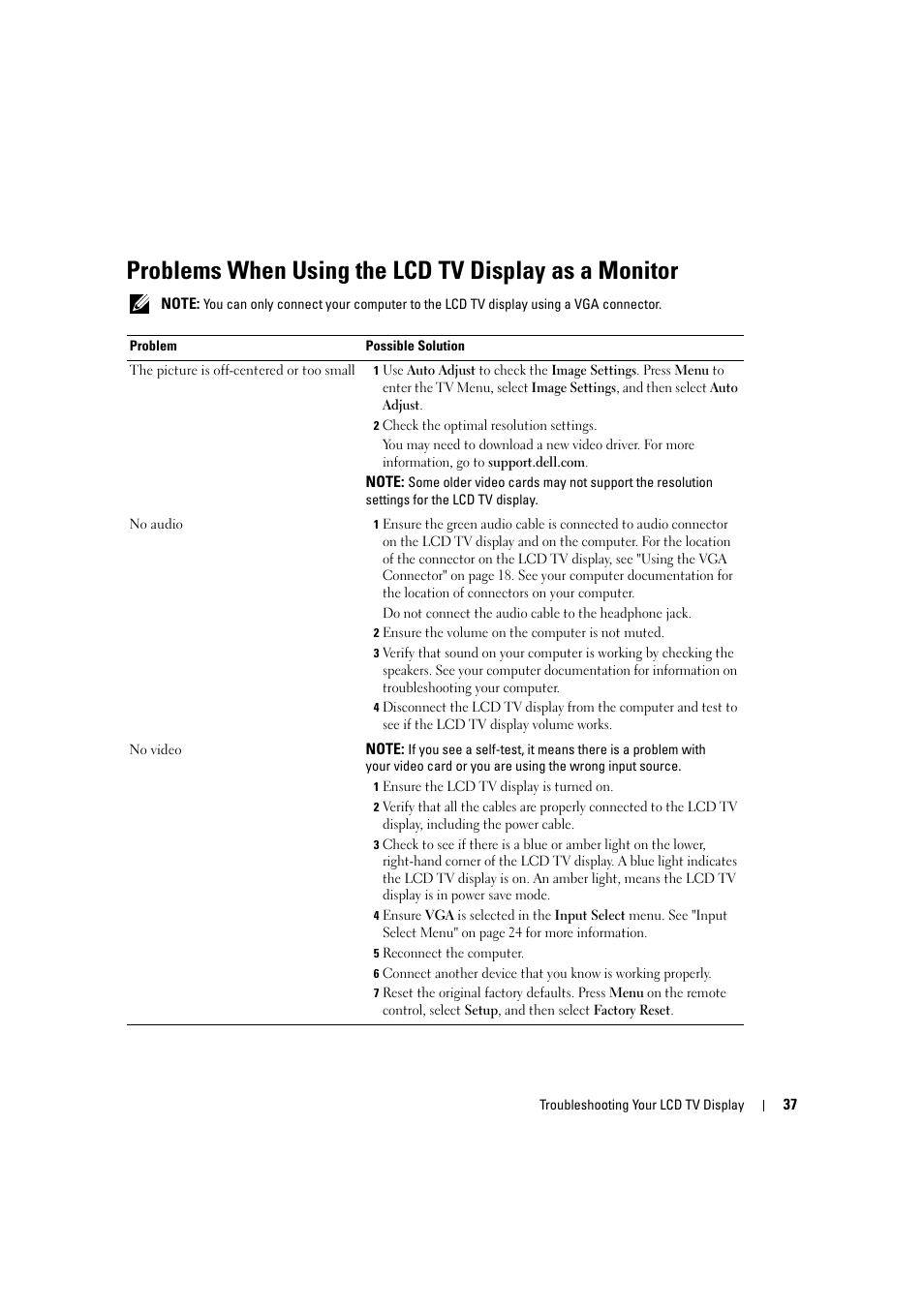 Dell LCD TV W2306C User Manual | Page 37 / 180