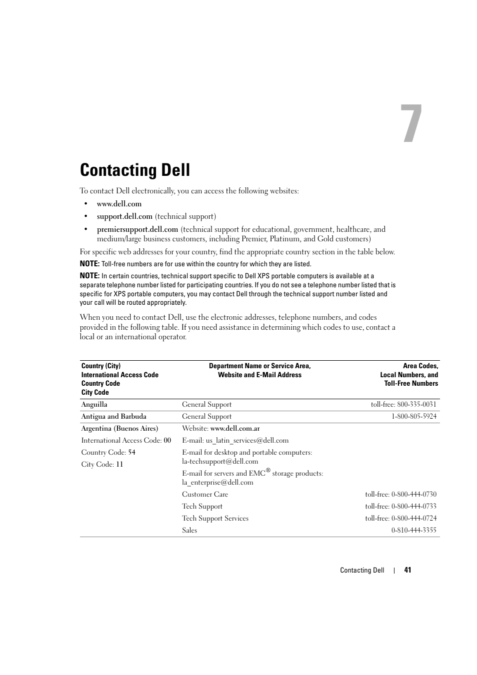 Contacting dell, Contacter dell, 7 contacting dell | Dell LCD TV W2306C User Manual | Page 41 / 180