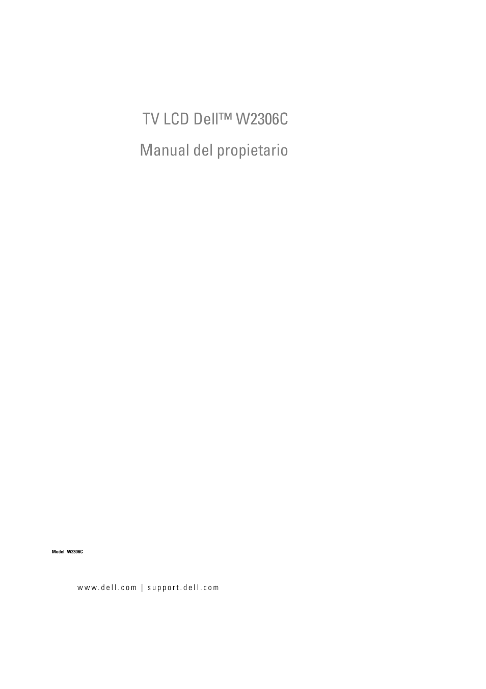 Tv lcd dell™ w2306c, Manual del propietario, Tv lcd dell™ w2306c manual del propietario | Dell LCD TV W2306C User Manual | Page 61 / 180