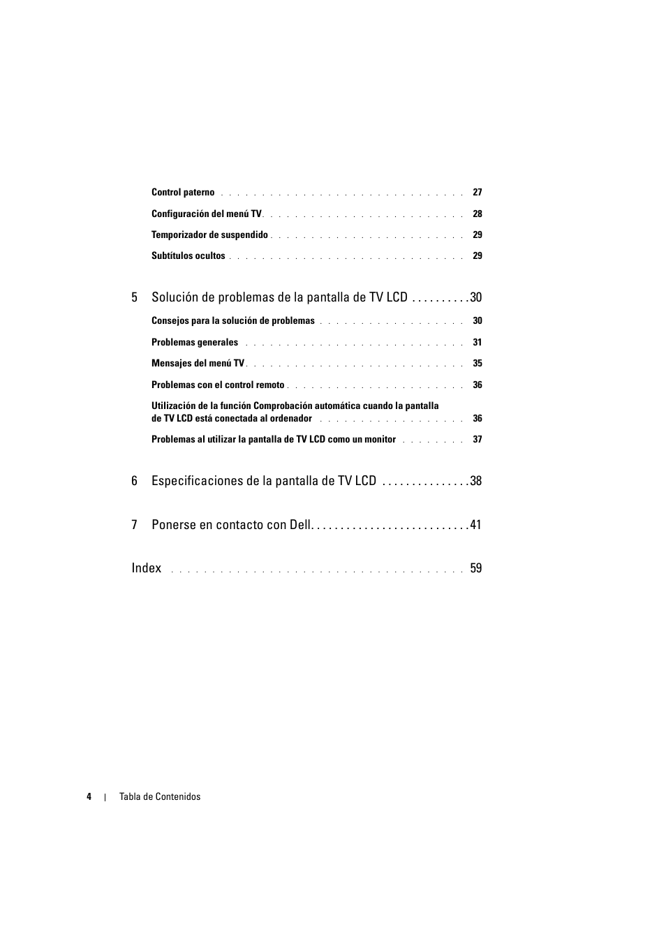 5 solución de problemas de la pantalla de tv lcd | Dell LCD TV W2306C User Manual | Page 64 / 180