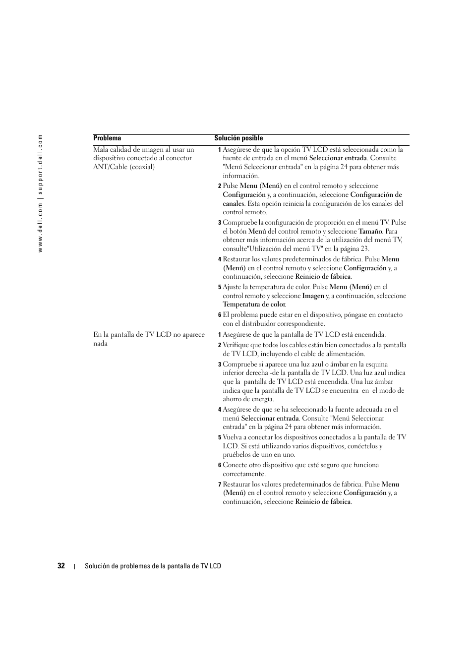 Dell LCD TV W2306C User Manual | Page 92 / 180