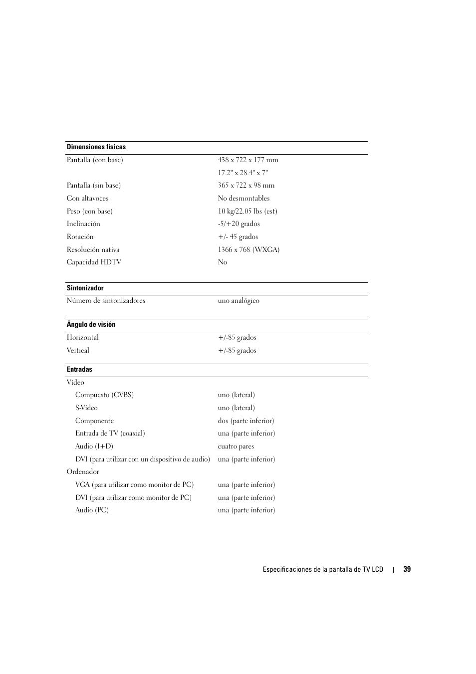 Dell LCD TV W2306C User Manual | Page 99 / 180