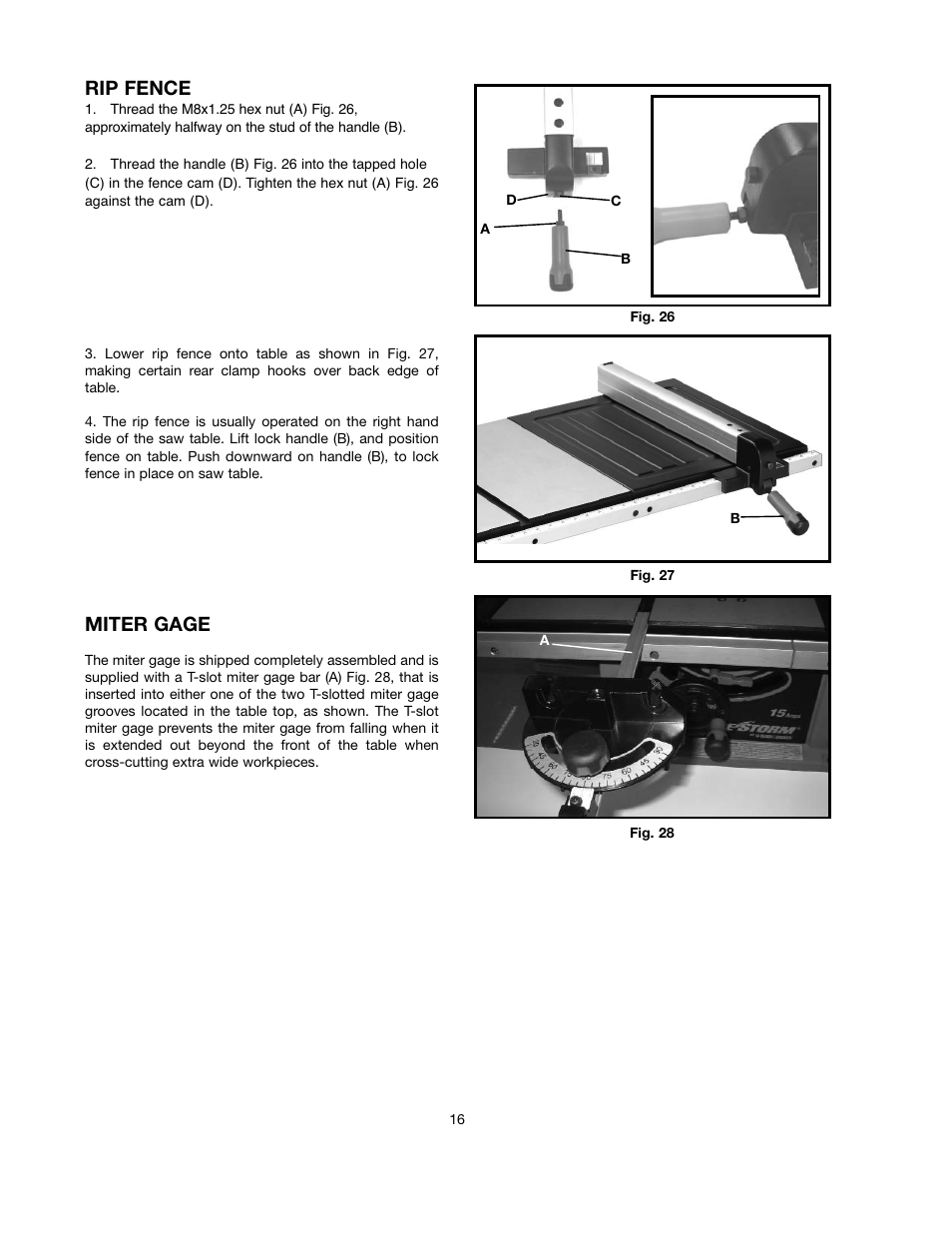Rip fence, Miter gage | Black & Decker FIRESTORM FS210LS User Manual | Page 16 / 68