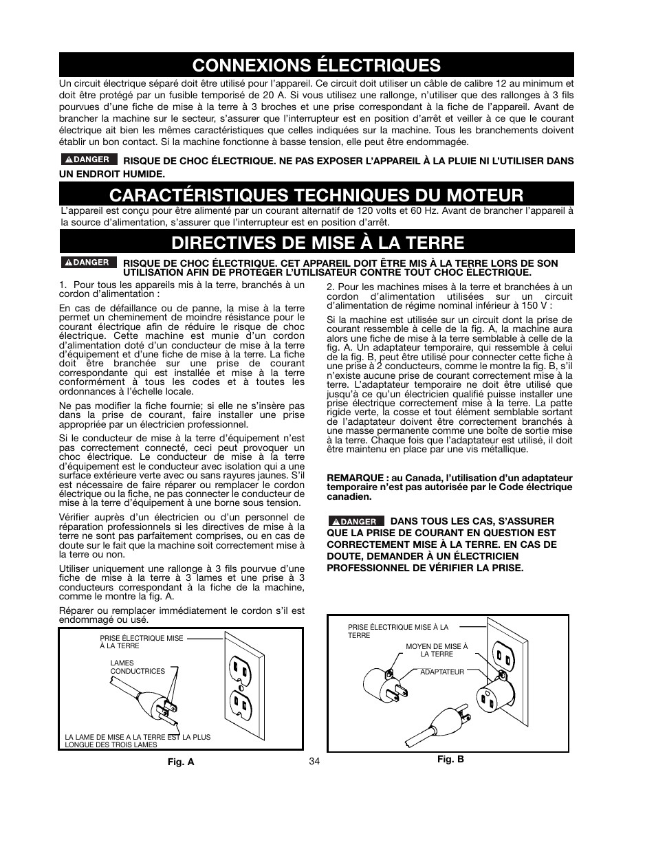 Directives de mise à la terre | Black & Decker FIRESTORM FS210LS User Manual | Page 34 / 68