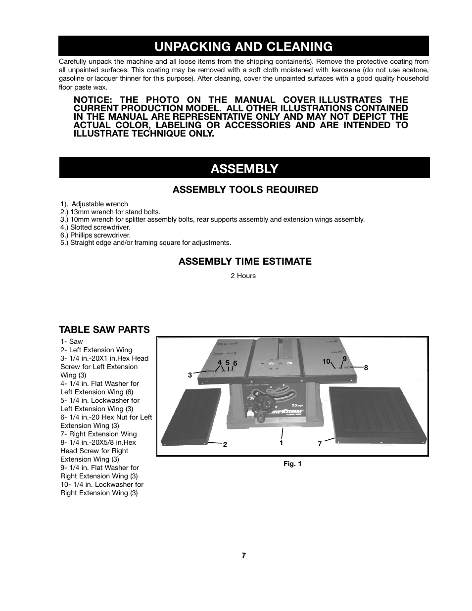 Assembly unpacking and cleaning | Black & Decker FIRESTORM FS210LS User Manual | Page 7 / 68