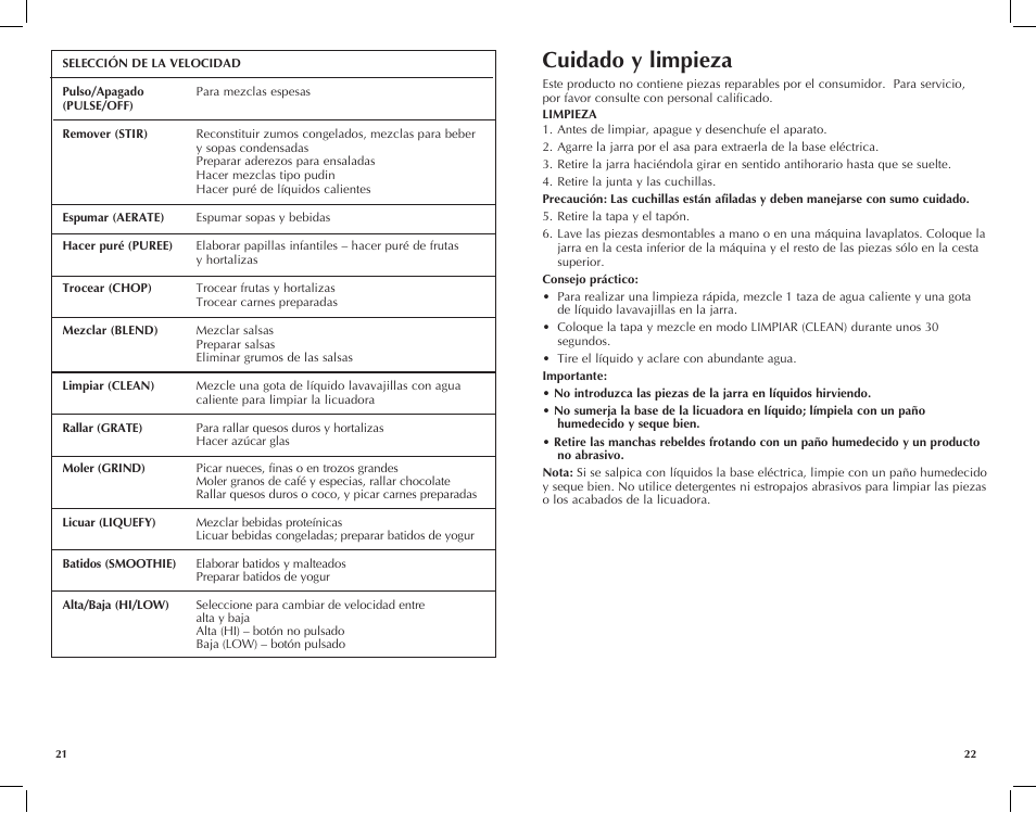 Cuidado y limpieza | Black & Decker BLC10650MB User Manual | Page 12 / 25