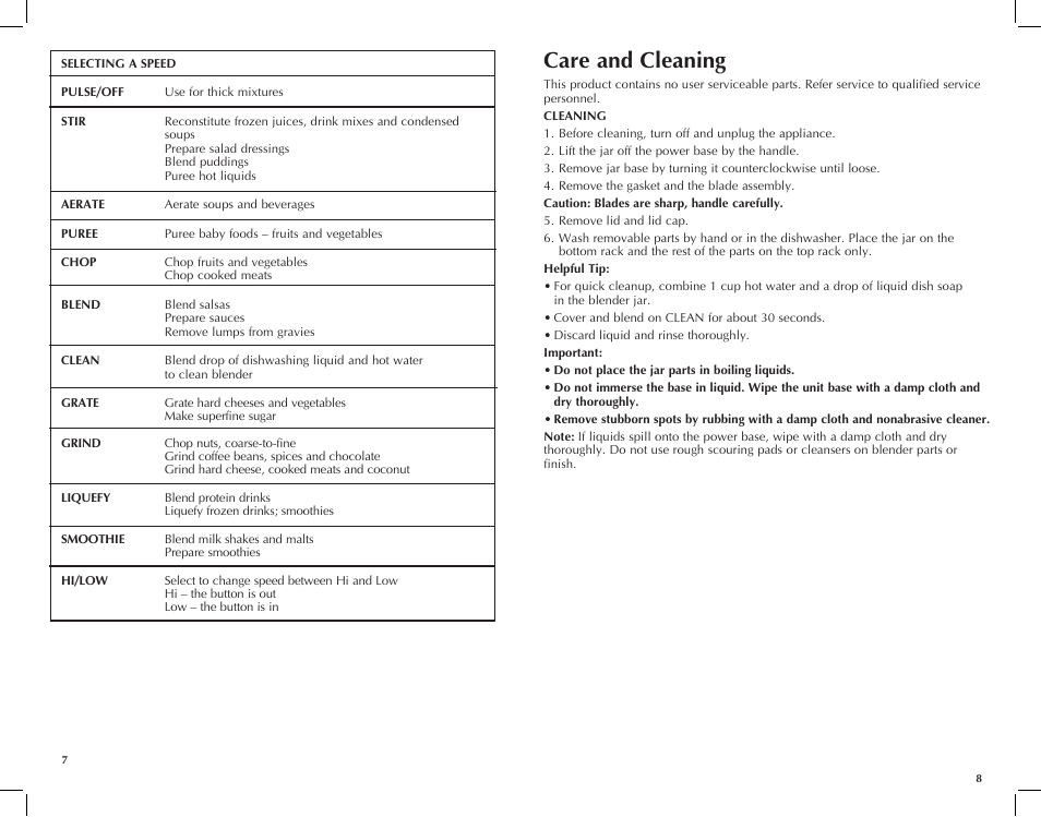 Care and cleaning | Black & Decker BLC10650MB User Manual | Page 5 / 25