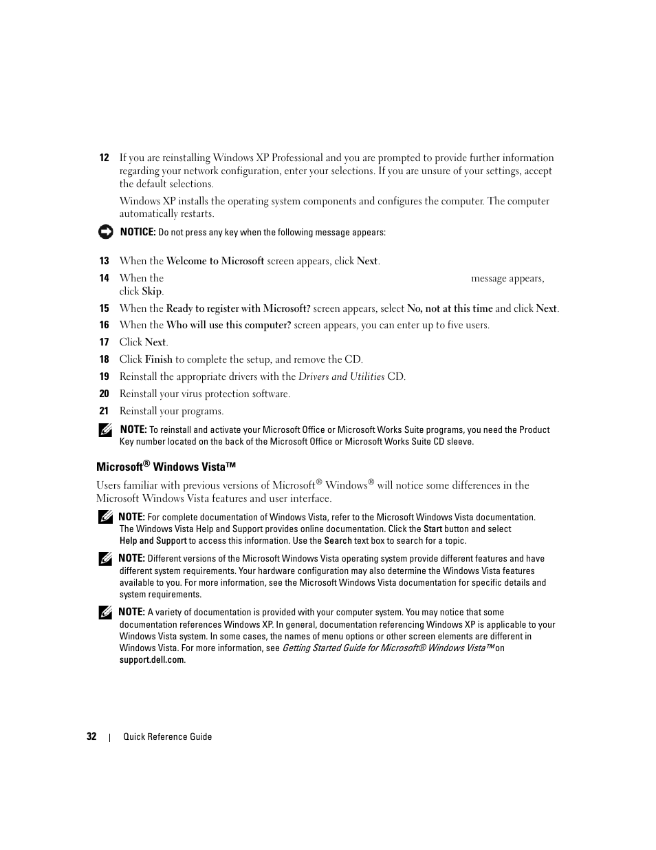 Microsoft® windows vista, Microsoft | Dell OptiPlex 745c (Early 2007) User Manual | Page 32 / 110