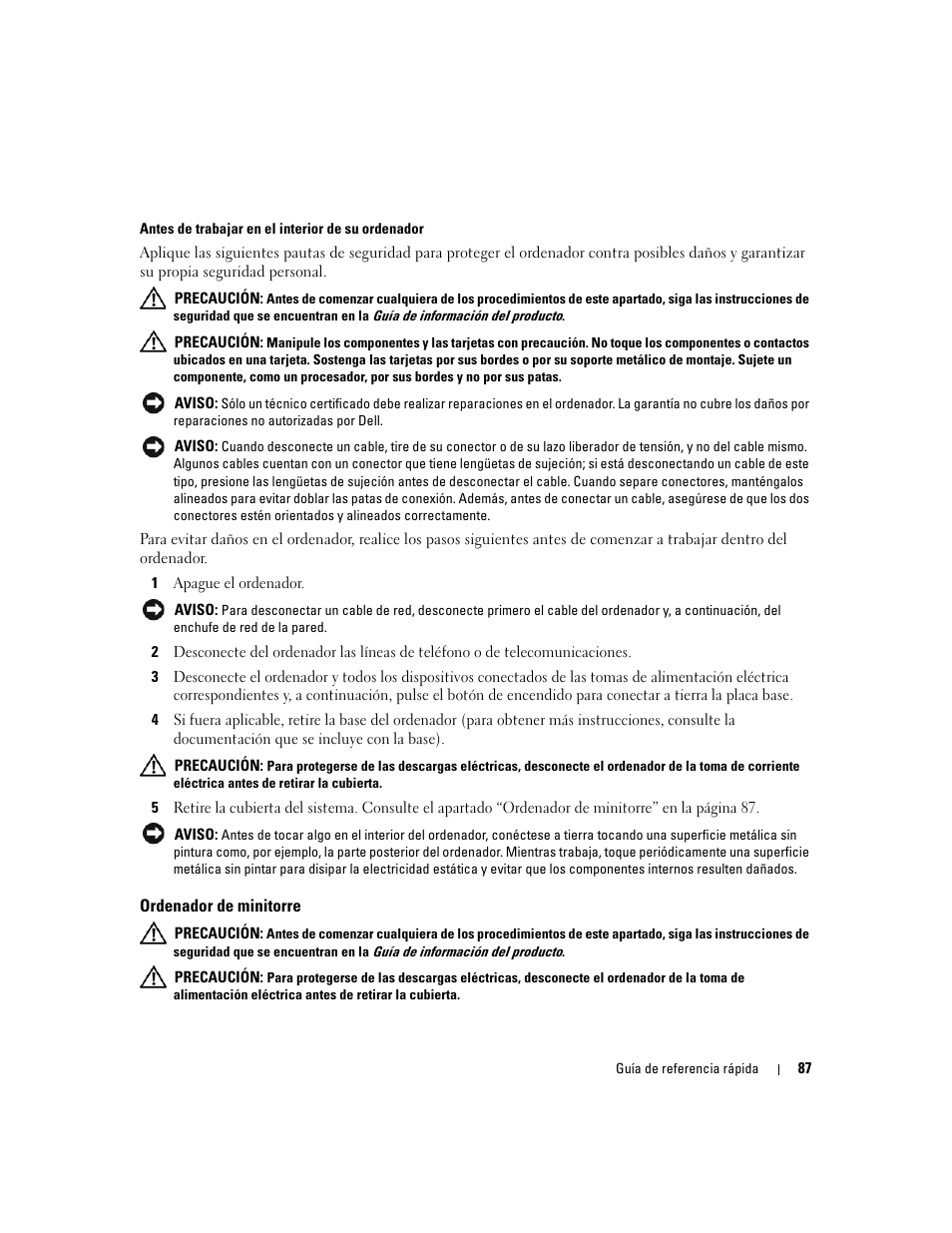 Ordenador de minitorre | Dell OptiPlex 745c (Early 2007) User Manual | Page 87 / 110