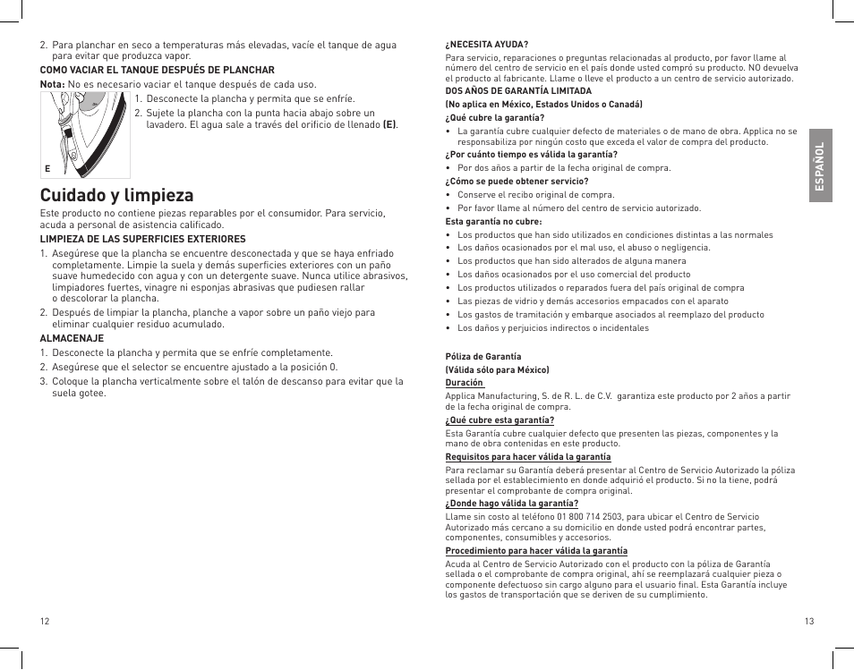 Cuidado y limpieza | Black & Decker IM305 User Manual | Page 7 / 9