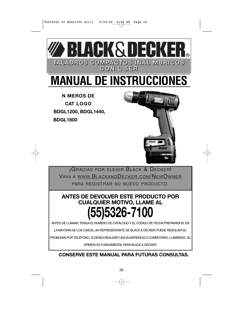 Manual de instrucciones | Black & Decker 90504494 User Manual | Page 29 / 44