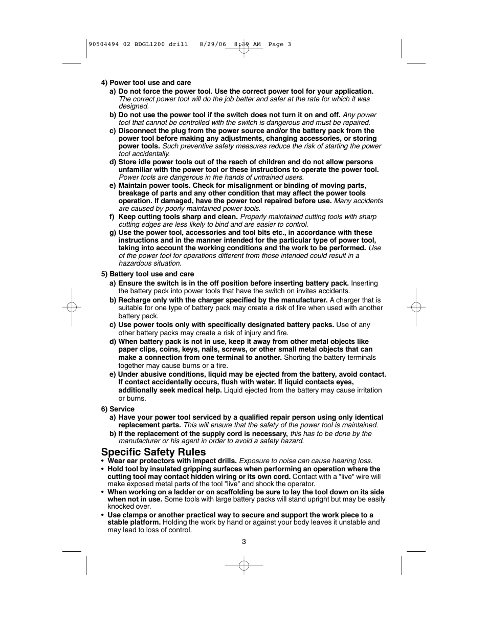 Specific safety rules | Black & Decker 90504494 User Manual | Page 3 / 44
